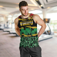 Vanuatu 46th Year Anniversary Men Tank Top 30 July 1980 Hibiscus Seamless Pattern