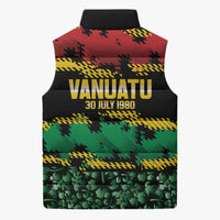Vanuatu 46th Year Anniversary Sleeveless Puffer Jacket 30 July 1980 Hibiscus Seamless Pattern
