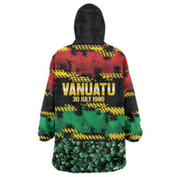 Vanuatu 46th Year Anniversary Wearable Blanket Hoodie 30 July 1980 Hibiscus Seamless Pattern