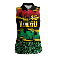 Vanuatu 46th Year Anniversary Women Sleeveless Polo Shirt 30 July 1980 Hibiscus Seamless Pattern