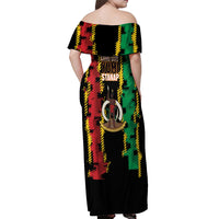 Vanuatu 46th Year Anniversary Off Shoulder Maxi Dress Tamtam Slit Drums Long God Yumi Stanap