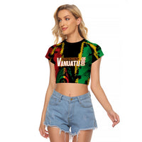 Vanuatu 46th Year Anniversary Raglan Cropped T Shirt Tamtam Slit Drums Long God Yumi Stanap