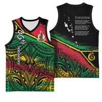 Vanuatu 46th Year Anniversary Basketball Jersey Vintage Grunge Vanuatu Flag Heritage