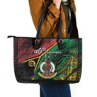 Vanuatu 46th Year Anniversary Leather Tote Bag Vintage Grunge Vanuatu Flag Heritage