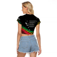 Vanuatu 46th Year Anniversary Raglan Cropped T Shirt Vintage Grunge Vanuatu Flag Heritage