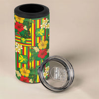 Hawaii Kanaka Maoli Hibiscus 4 in 1 Can Cooler Tumbler Hawaiian Flag Motif