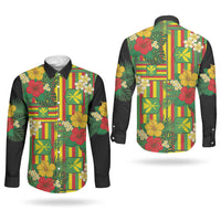 Hawaii Kanaka Maoli Hibiscus Couples Matching Summer Maxi Dress and Long Sleeve Button Shirt Hawaiian Flag Motif LT9 - Polynesian Pride