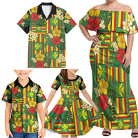 Hawaii Kanaka Maoli Hibiscus Family Matching Off Shoulder Maxi Dress and Hawaiian Shirt Hawaiian Flag Motif LT9 - Polynesian Pride