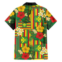 Hawaii Kanaka Maoli Hibiscus Family Matching Off Shoulder Short Dress and Hawaiian Shirt Hawaiian Flag Motif LT9 Dad's Shirt - Long Sleeve Green - Polynesian Pride