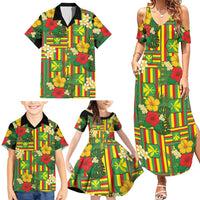 Hawaii Kanaka Maoli Hibiscus Family Matching Summer Maxi Dress and Hawaiian Shirt Hawaiian Flag Motif LT9 - Polynesian Pride