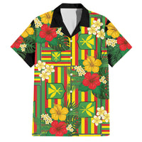 Hawaii Kanaka Maoli Hibiscus Family Matching Tank Maxi Dress and Hawaiian Shirt Hawaiian Flag Motif LT9 Dad's Shirt - Short Sleeve Green - Polynesian Pride