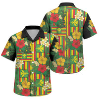 Hawaii Kanaka Maoli Hibiscus Family Matching Tank Maxi Dress and Hawaiian Shirt Hawaiian Flag Motif LT9 Son's Shirt Green - Polynesian Pride