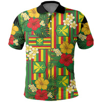 Hawaii Kanaka Maoli Hibiscus Polo Shirt Hawaiian Flag Motif LT9 Green - Polynesian Pride