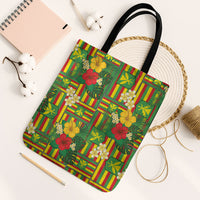 Hawaii Kanaka Maoli Hibiscus Tote Bag Hawaiian Flag Motif LT9 Black Strap One Size Green - Polynesian Pride