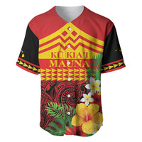 Hawaii Ku Kia'i Mauna Personalized Baseball Jersey Hibiscus Kakau Pattern