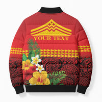 Hawaii Ku Kia'i Mauna Personalized Bomber Puffer Jacket Hibiscus Kakau Pattern