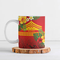 Hawaii Ku Kia'i Mauna Personalized Ceramic Mug Hibiscus Kakau Pattern