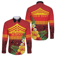 Hawaii Ku Kia'i Mauna Personalized Family Matching Long Sleeve Bodycon Dress and Hawaiian Shirt Hibiscus Kakau Pattern LT9 Dad's Shirt - Long Sleeve Red - Polynesian Pride