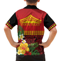 Hawaii Ku Kia'i Mauna Personalized Family Matching Off The Shoulder Long Sleeve Dress and Hawaiian Shirt Hibiscus Kakau Pattern LT9 - Polynesian Pride