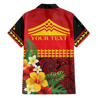 Hawaii Ku Kia'i Mauna Personalized Family Matching Off Shoulder Maxi Dress and Hawaiian Shirt Hibiscus Kakau Pattern LT9 Dad's Shirt - Long Sleeve Red - Polynesian Pride