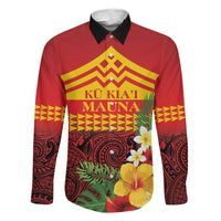 Hawaii Ku Kia'i Mauna Personalized Family Matching Off Shoulder Maxi Dress and Hawaiian Shirt Hibiscus Kakau Pattern LT9 Daughter's Dress Red - Polynesian Pride