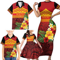 Hawaii Ku Kia'i Mauna Personalized Family Matching Short Sleeve Bodycon Dress and Hawaiian Shirt Hibiscus Kakau Pattern LT9 - Polynesian Pride