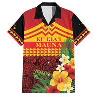 Hawaii Ku Kia'i Mauna Personalized Family Matching Short Sleeve Bodycon Dress and Hawaiian Shirt Hibiscus Kakau Pattern LT9 Dad's Shirt - Short Sleeve Red - Polynesian Pride