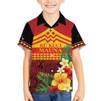 Hawaii Ku Kia'i Mauna Personalized Family Matching Short Sleeve Bodycon Dress and Hawaiian Shirt Hibiscus Kakau Pattern LT9 Son's Shirt Red - Polynesian Pride