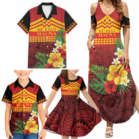Hawaii Ku Kia'i Mauna Personalized Family Matching Summer Maxi Dress and Hawaiian Shirt Hibiscus Kakau Pattern LT9 - Polynesian Pride