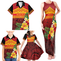 Hawaii Ku Kia'i Mauna Personalized Family Matching Tank Maxi Dress and Hawaiian Shirt Hibiscus Kakau Pattern LT9 - Polynesian Pride