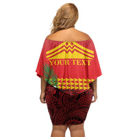 Hawaii Ku Kia'i Mauna Personalized Off Shoulder Short Dress Hibiscus Kakau Pattern LT9 - Polynesian Pride
