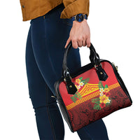 Hawaii Ku Kia'i Mauna Shoulder Handbag Hibiscus Kakau Pattern