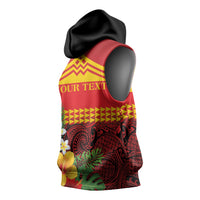 Hawaii Ku Kia'i Mauna Personalized Sleeveless Hoodie Hibiscus Kakau Pattern