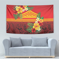 Hawaii Ku Kia'i Mauna Tapestry Hibiscus Kakau Pattern