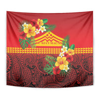 Hawaii Ku Kia'i Mauna Tapestry Hibiscus Kakau Pattern