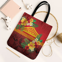 Hawaii Ku Kia'i Mauna Tote Bag Hibiscus Kakau Pattern