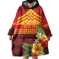 Hawaii Ku Kia'i Mauna Personalized Wearable Blanket Hoodie Hibiscus Kakau Pattern