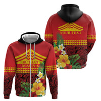 Hawaii Ku Kia'i Mauna Personalized Zip Hoodie Hibiscus Kakau Pattern