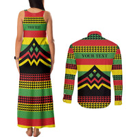 Hawaii Ku Kia'i Mauna Personalized Couples Matching Tank Maxi Dress and Long Sleeve Button Shirt Hawaiian Kanaka Maoli Motif LT9 - Polynesian Pride