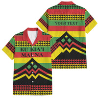 Hawaii Ku Kia'i Mauna Personalized Family Matching Mermaid Dress and Hawaiian Shirt Hawaiian Kanaka Maoli Motif LT9 Dad's Shirt - Short Sleeve Green - Polynesian Pride