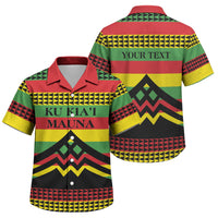 Hawaii Ku Kia'i Mauna Personalized Family Matching Off Shoulder Short Dress and Hawaiian Shirt Hawaiian Kanaka Maoli Motif LT9 Son's Shirt Green - Polynesian Pride