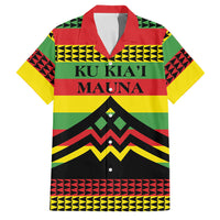 Hawaii Ku Kia'i Mauna Personalized Family Matching Puletasi and Hawaiian Shirt Hawaiian Kanaka Maoli Motif LT9 Dad's Shirt - Short Sleeve Green - Polynesian Pride