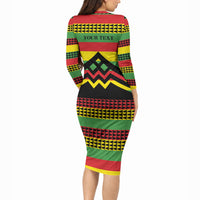 Hawaii Ku Kia'i Mauna Personalized Long Sleeve Bodycon Dress Hawaiian Kanaka Maoli Motif LT9 - Polynesian Pride