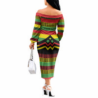 Hawaii Ku Kia'i Mauna Personalized Off The Shoulder Long Sleeve Dress Hawaiian Kanaka Maoli Motif LT9 - Polynesian Pride