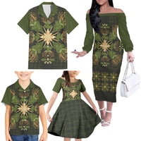Hawaii Ohia Lehua Squares Family Matching Off The Shoulder Long Sleeve Dress and Hawaiian Shirt Hawaiian Quilt Inspired Floral Pattern LT9 - Polynesian Pride