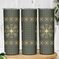 Hawaii Ohia Lehua Squares Skinny Tumbler Hawaiian Quilt Inspired Floral Pattern