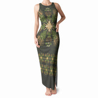 Hawaii Ohia Lehua Squares Tank Maxi Dress Hawaiian Quilt Inspired Floral Pattern LT9 Women Green - Polynesian Pride