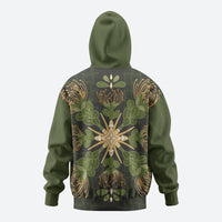 Hawaii Ohia Lehua Squares Zip Hoodie Hawaiian Quilt Inspired Floral Pattern