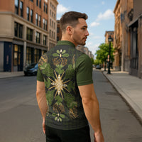 Hawaii Ohia Lehua Squares Zipper Polo Shirt Hawaiian Quilt Inspired Floral Pattern LT9 - Polynesian Pride