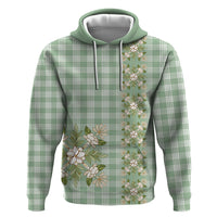 Liko Kukui Hawai'i Palaka Squares Maile Leaf Zip Hoodie Flowers Hawaiian Quilt Patterns